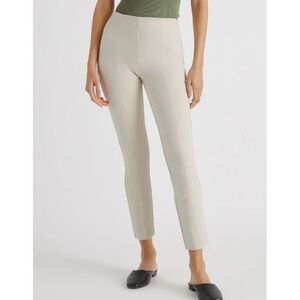 Quince Women's Ultra-Stretch Ponte Pintuck Ankle Pants - 27" inseam Cream S